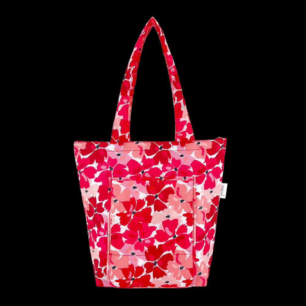 2x Sachi Insulated Market Tote – Eco-Friendly & Durable Red Poppies Print