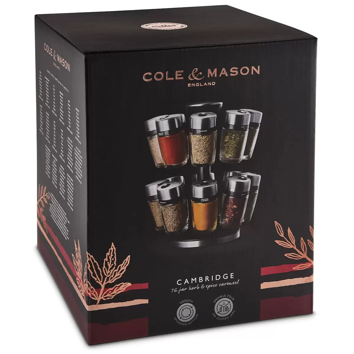 Cole and Mason Herb And Spice Jar Carousel Set 16 Piece