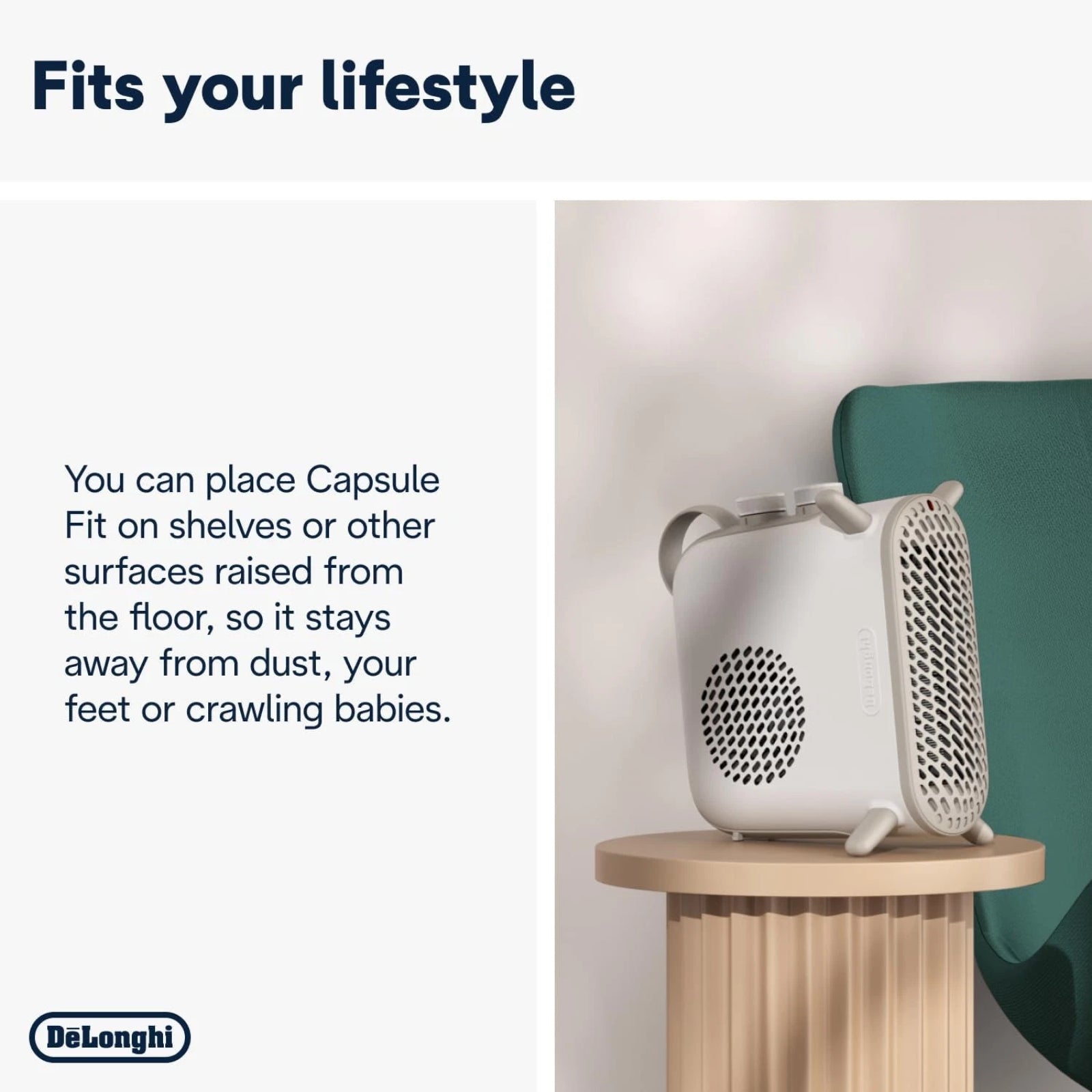 Capsule Fit Fan Heater – White, Portable Electric Heater