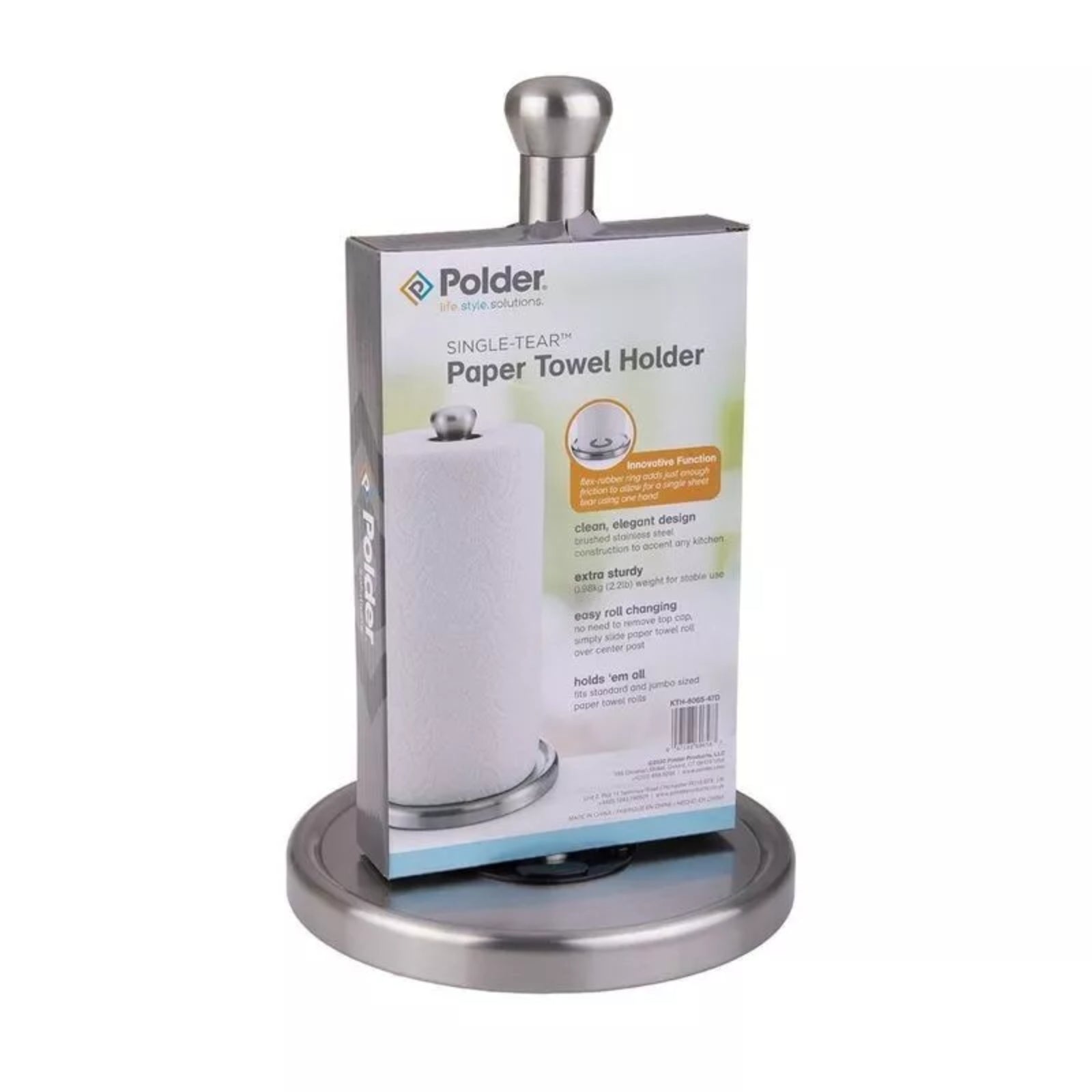 Polder Single Tear Paper Towel Holder | Modern & Durable Design