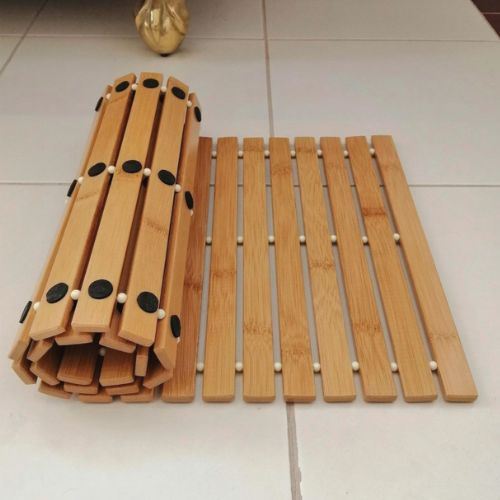 Bamboo Bath Mat 30 x 70cm Non-Slip & Foldable Floor Shower Bath Mat for Bathroom