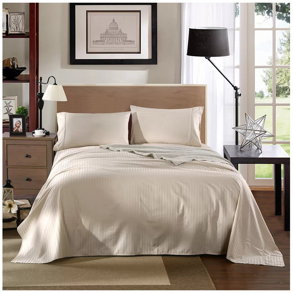 Kensington 1200 Thread Count 100% Egyptian Cotton Queen Sheet Set Sand