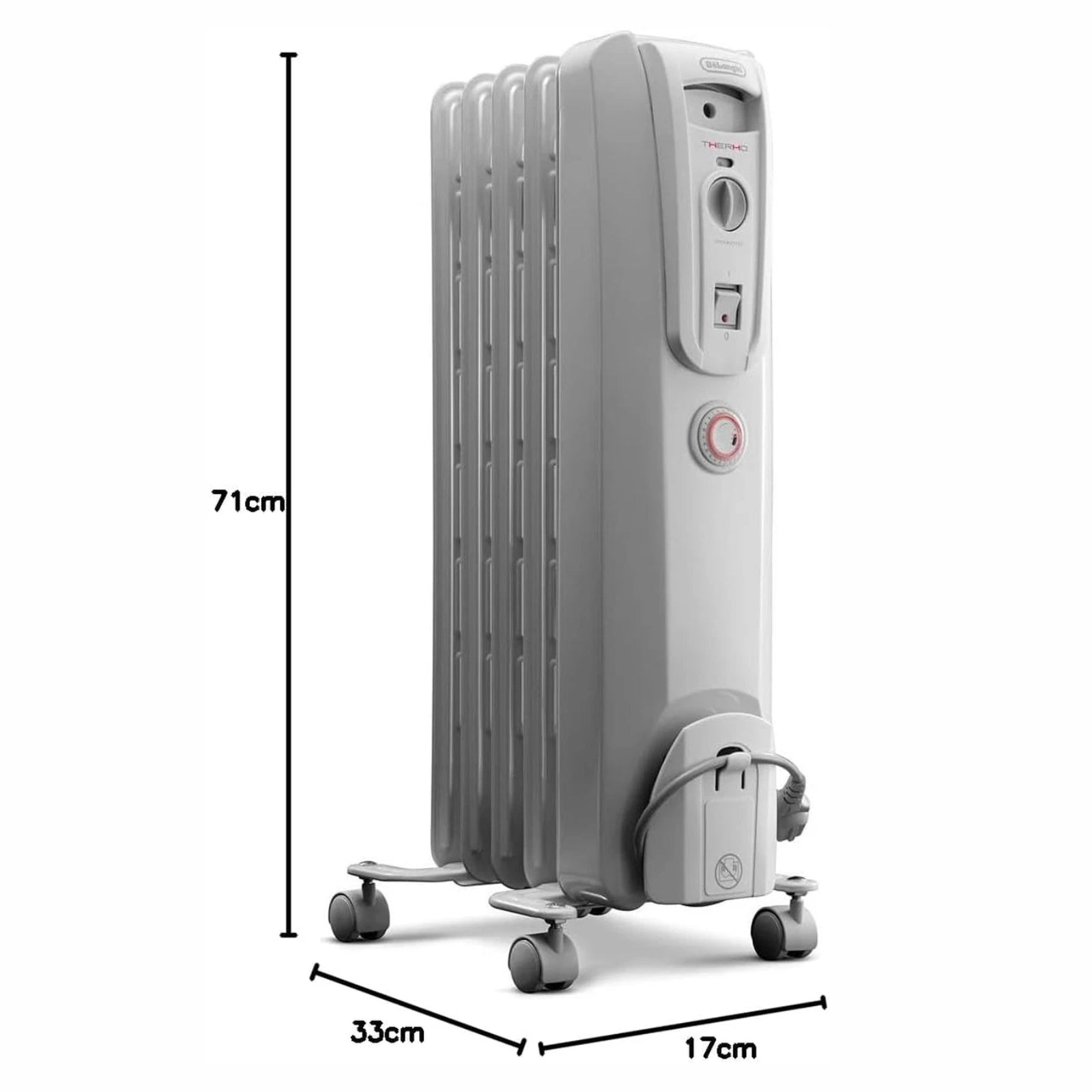 Thermo DL1001T Oil Heater 1000W, 5 Fin for Small Rooms