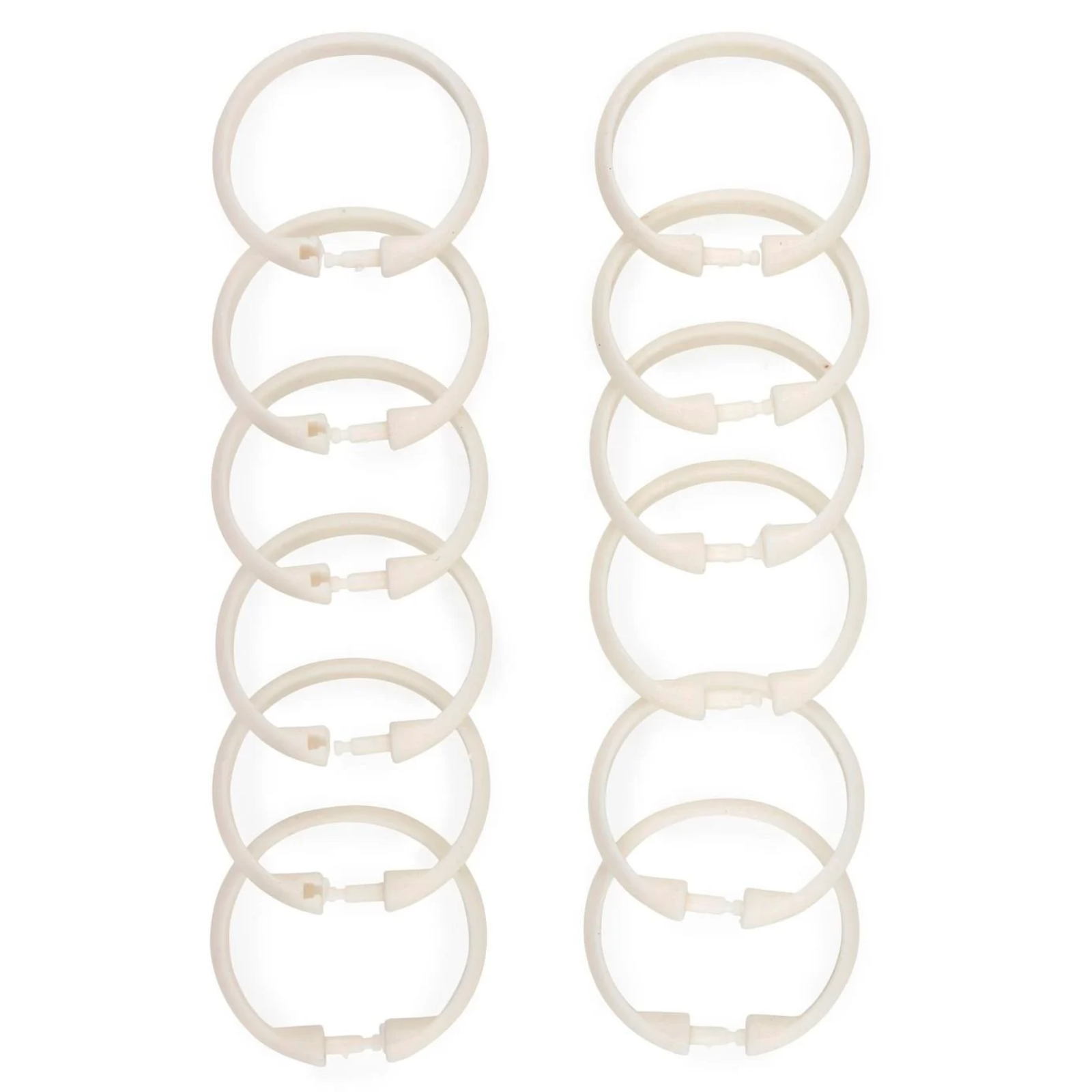 Shower Curtain Rings White Locking Plastic Curtain Hooks for Bathroom - 12 Pack