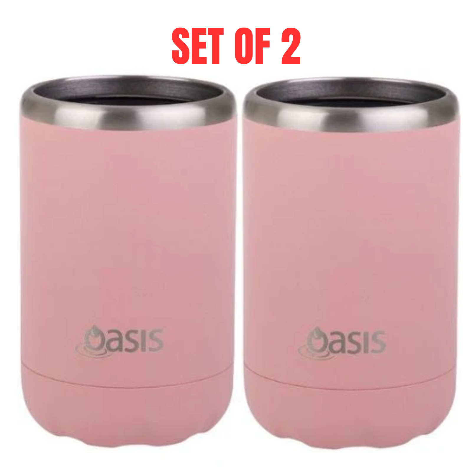 2 x Oasis Double Wall Vacuum Insulated Cooler For Can/Bottle 375ml - Coral Cove
