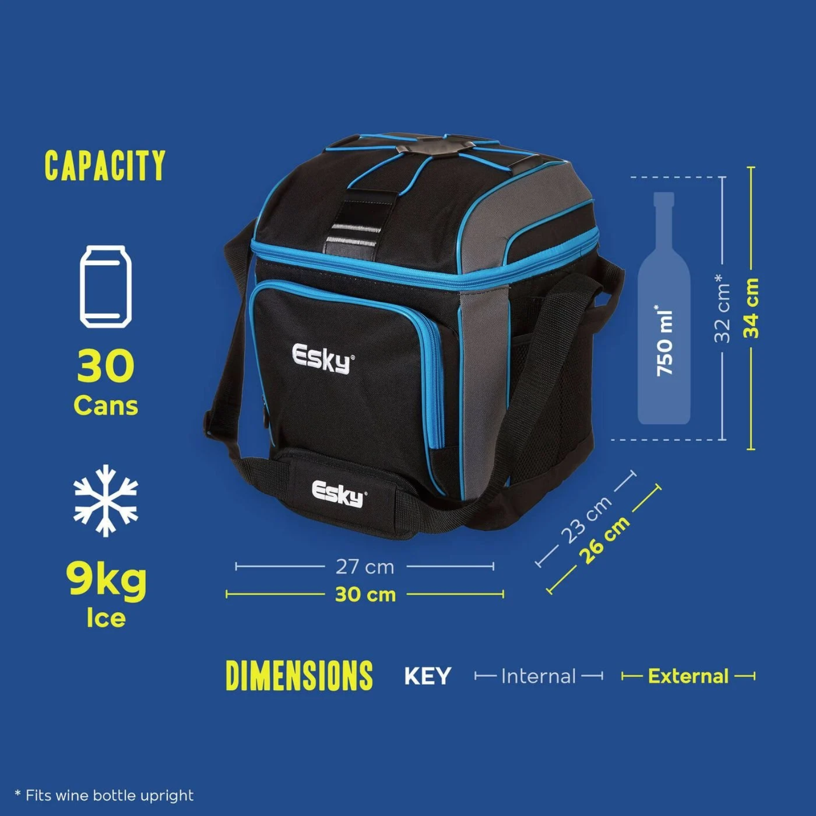 Esky 30 Cans Insulated Soft Cooler Bag Leak Proof with Adjustable Shoulder Strap