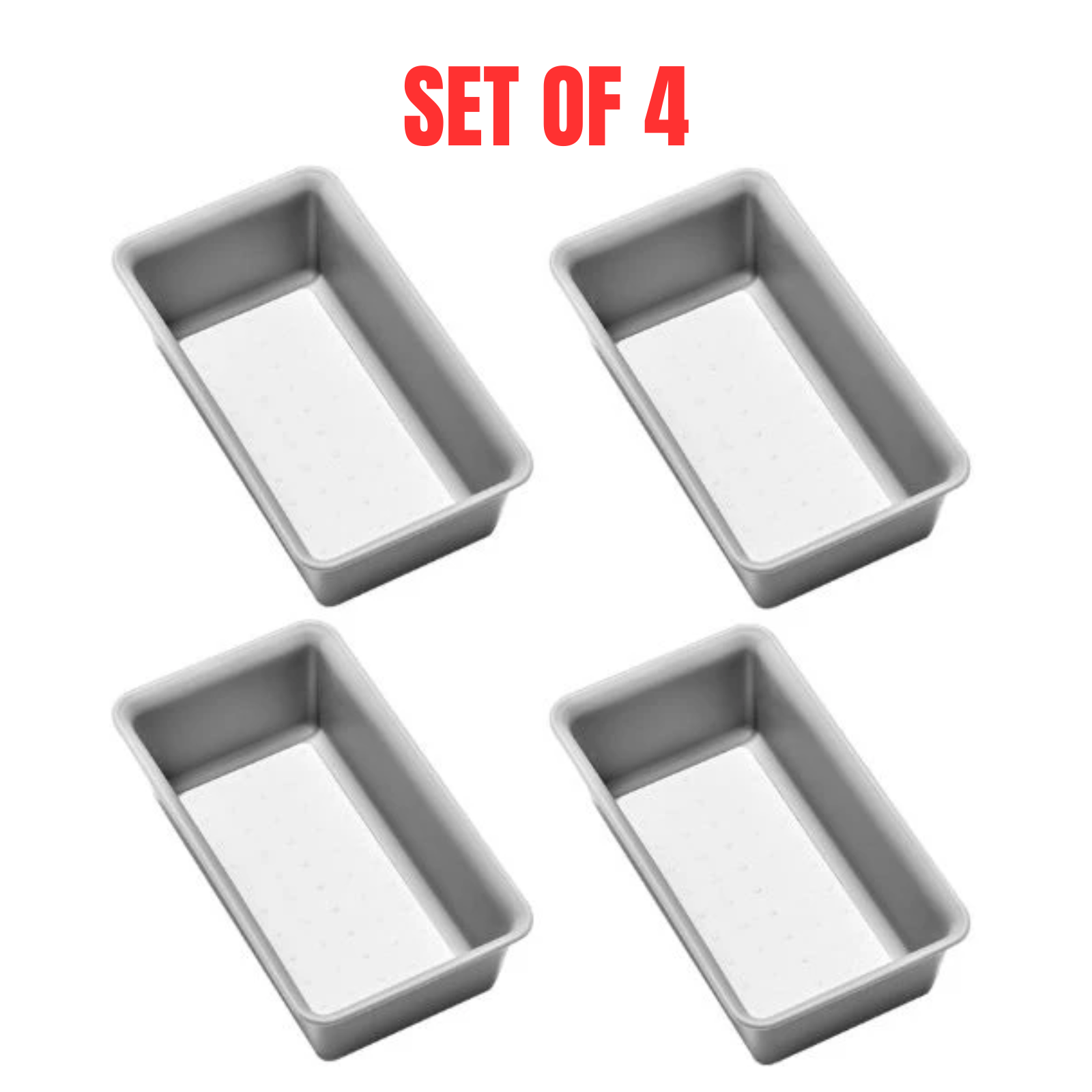 4 x Madesmart Mini Storage Bin Utensil Tray Kitchen Drawer Organiser - Soft Grey