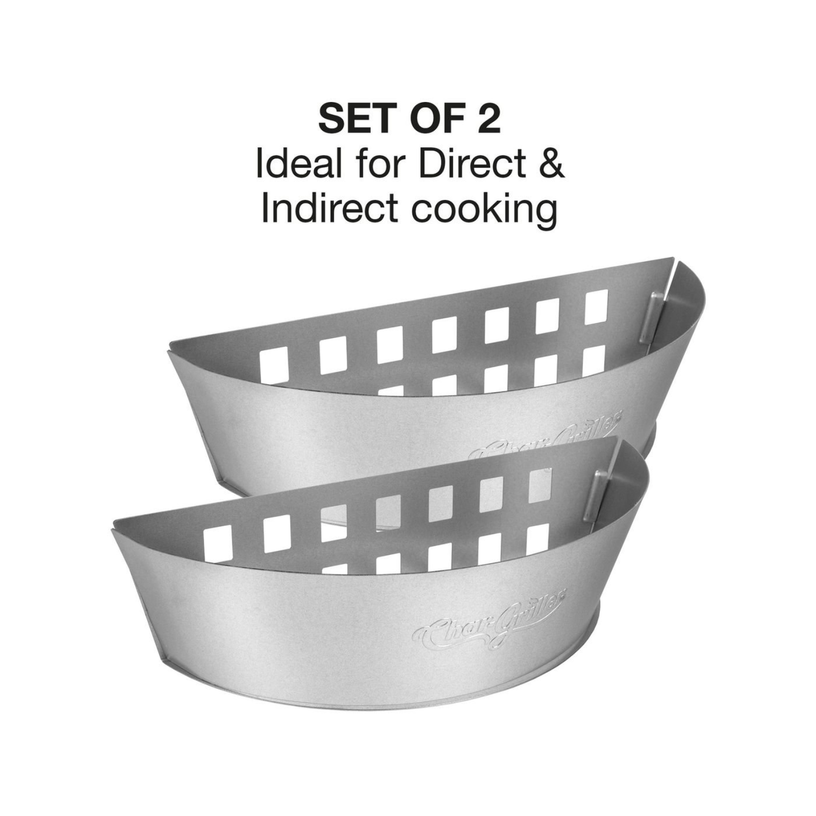 Char-Griller Charcoal Baskets, Ventilated Sides, Direct & Indirect Cooking 2Pcs