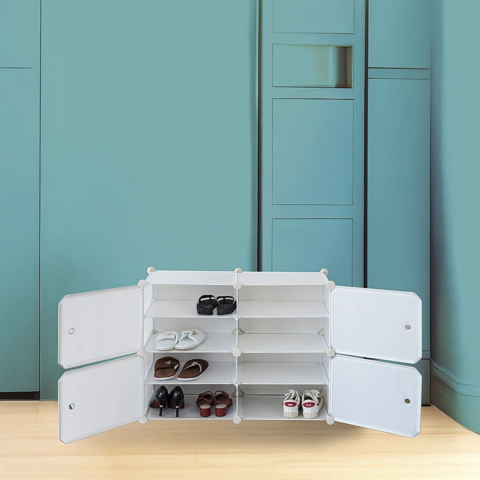Shoe Storage Box Stackable Organiser Stand Portable Heavy Duty Cube Shoebox