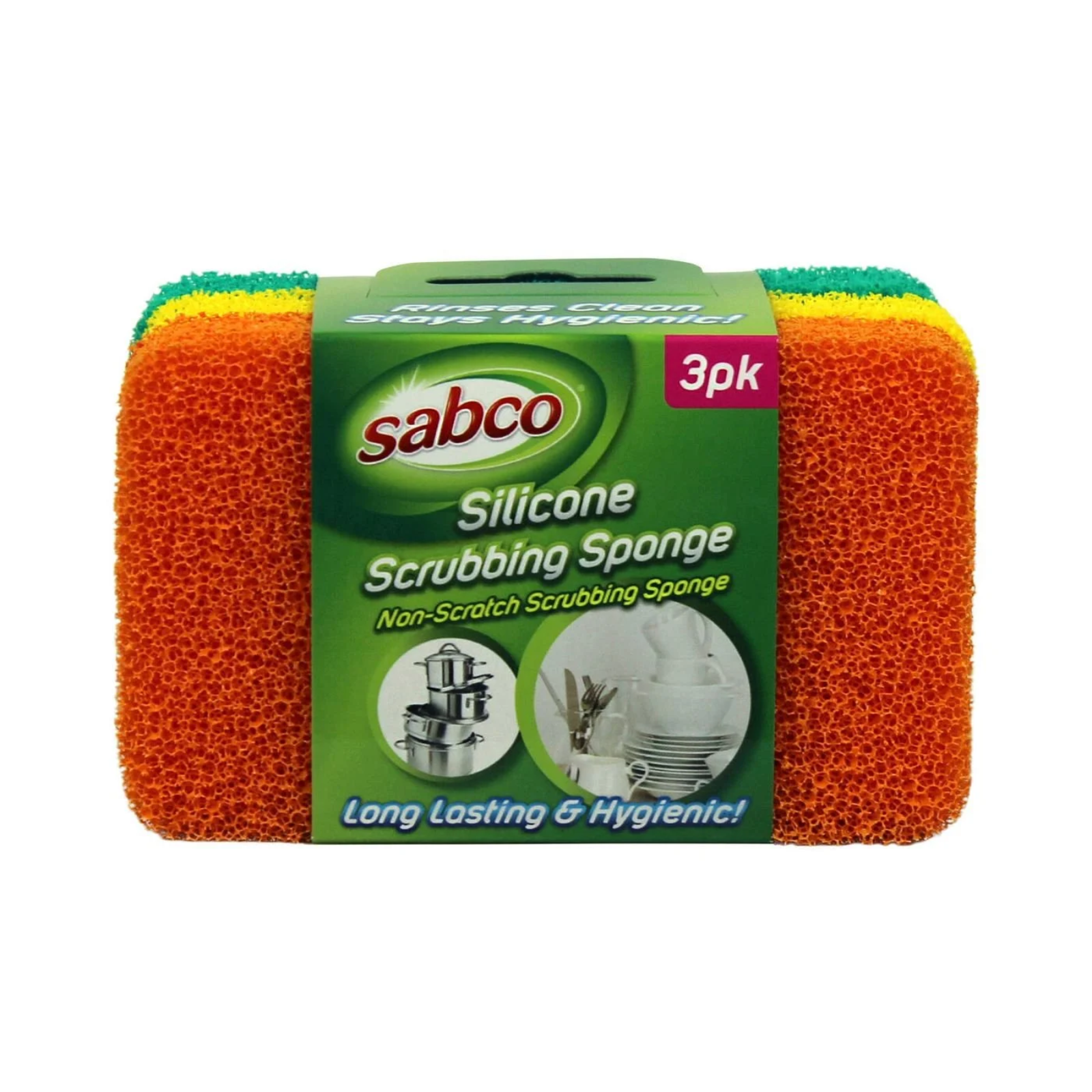 3 x Sabco Non Scratch Silicone Scrubbing Sponge 3 Pack