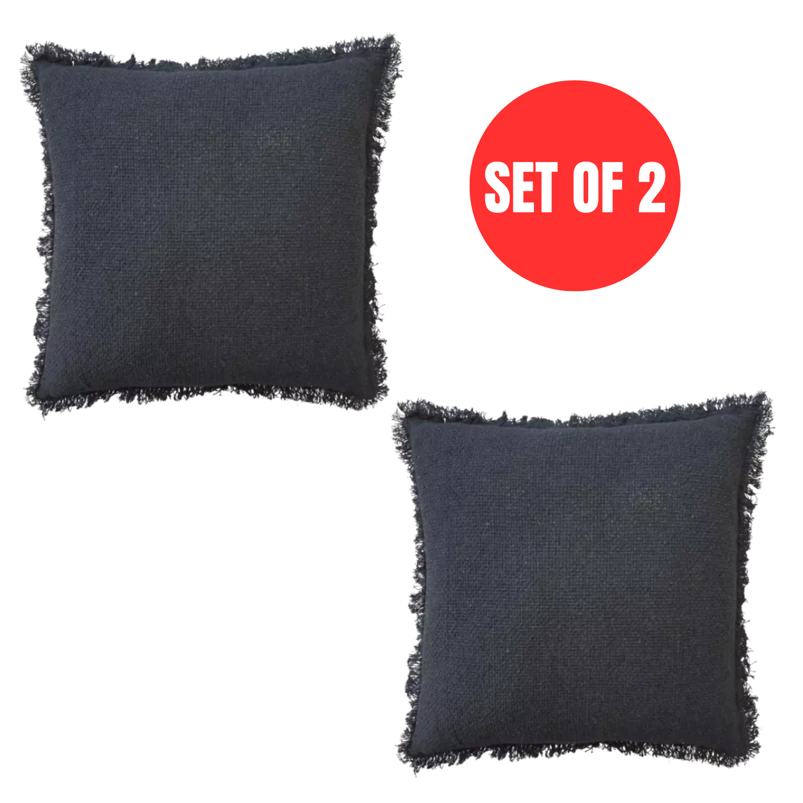 2 x Smart Home Products Charcoal Belmont Basket Weave Soft Cushion 43 x 43cm