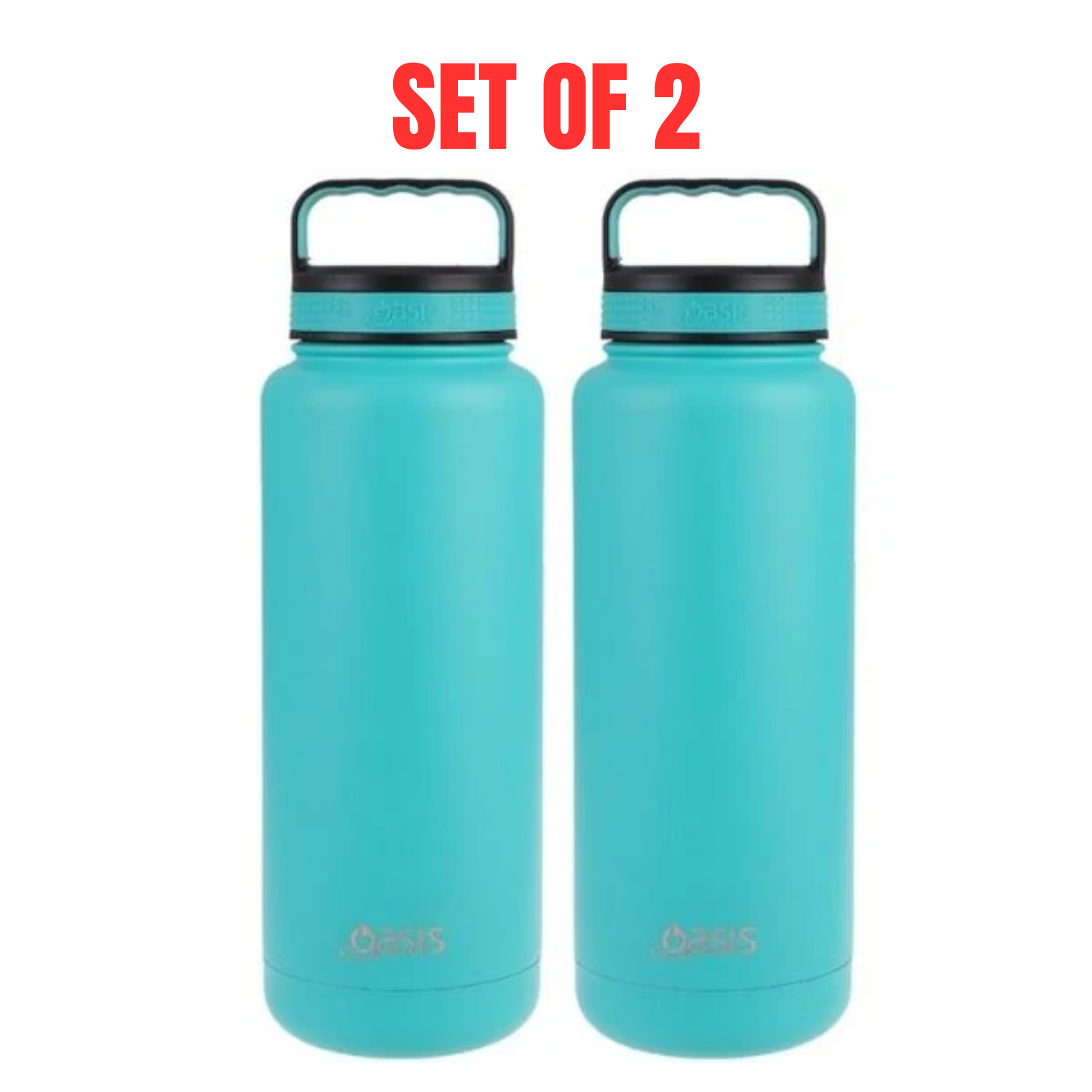 2x Oasis 1.2L Vacuum Insulated Water Bottle Stainless Steel Bottles - Turquoise
