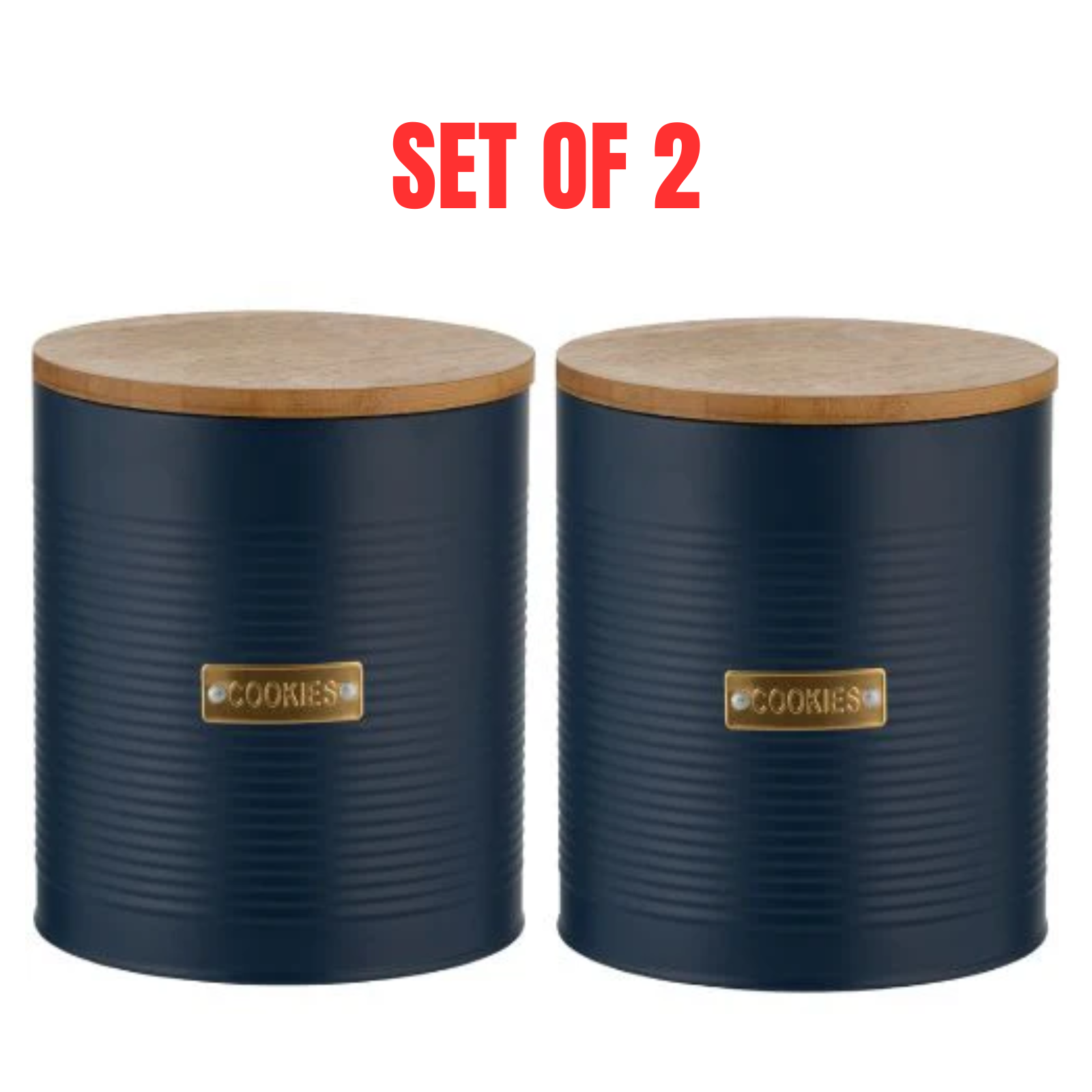 2 x Typhoon Otto Cookie Storage Jar Biscuit Canister Navy Tin with Airtight Lid
