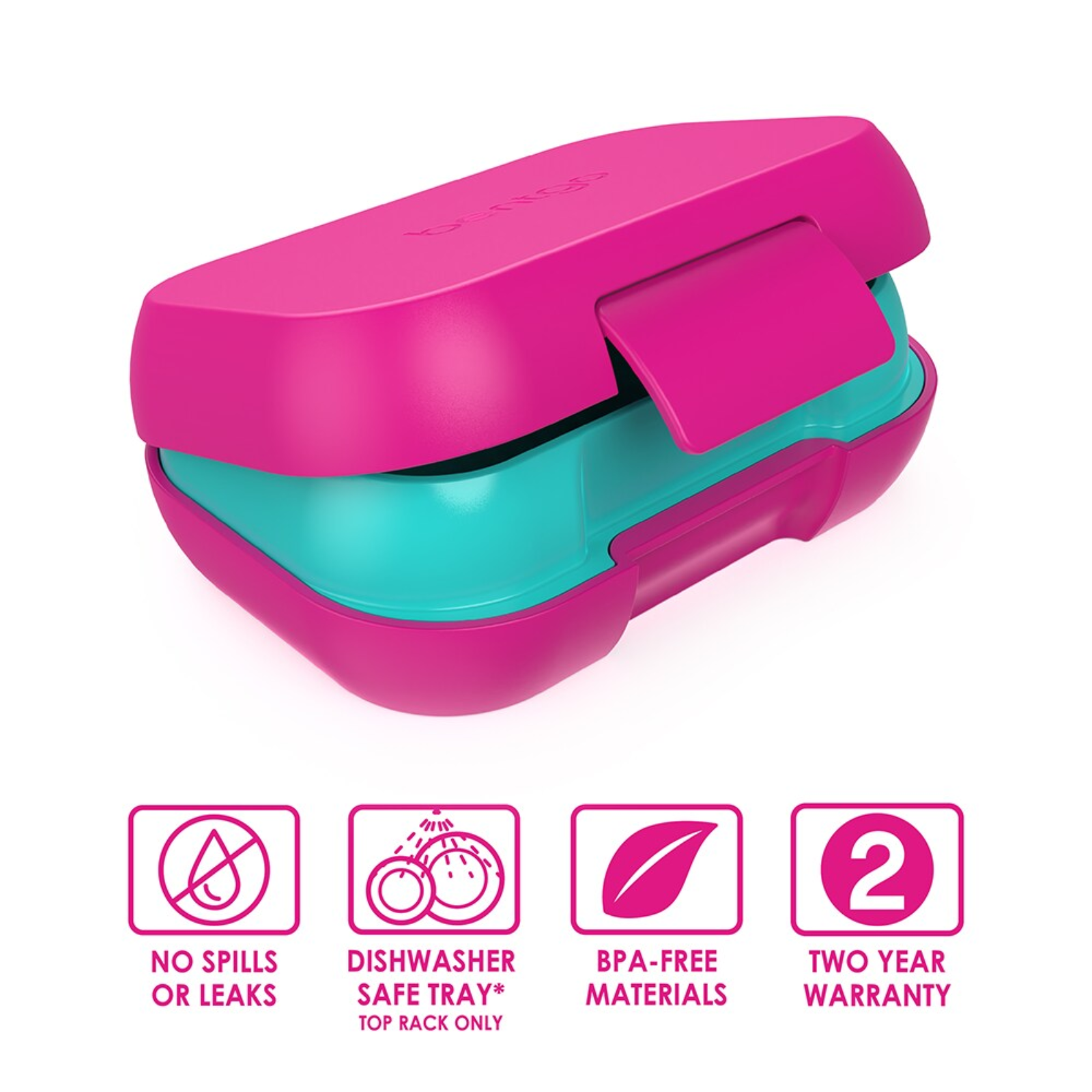 Bentgo Kids Leak-Proof Snack Container Bento Food Lunch Box - Fuchsia/Teal