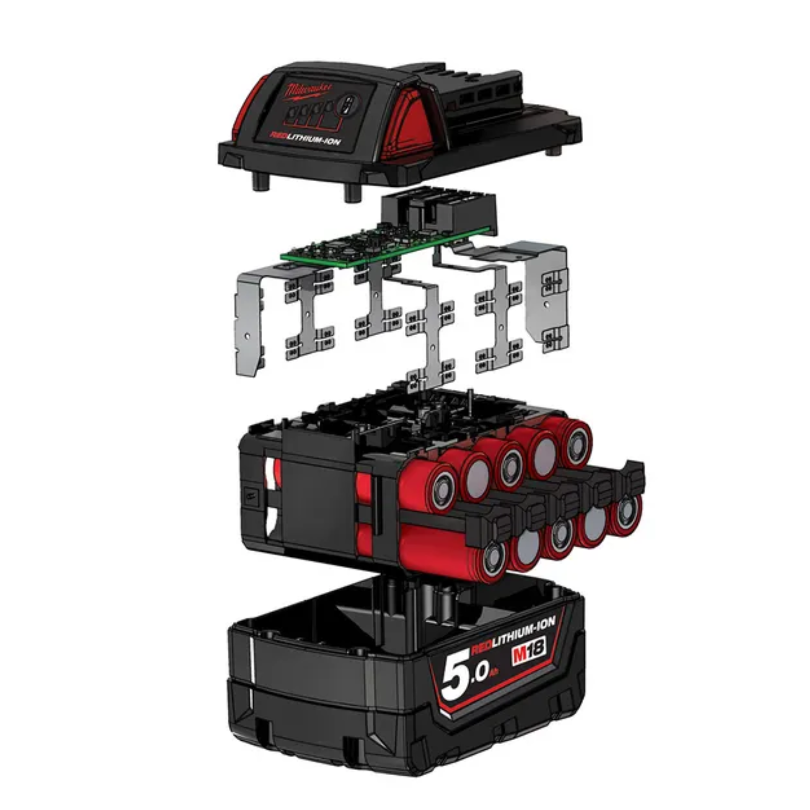 18V 5.0Ah Red Lithium Ion Battery M18B5 For Milwaukee M18 Cordless Tools