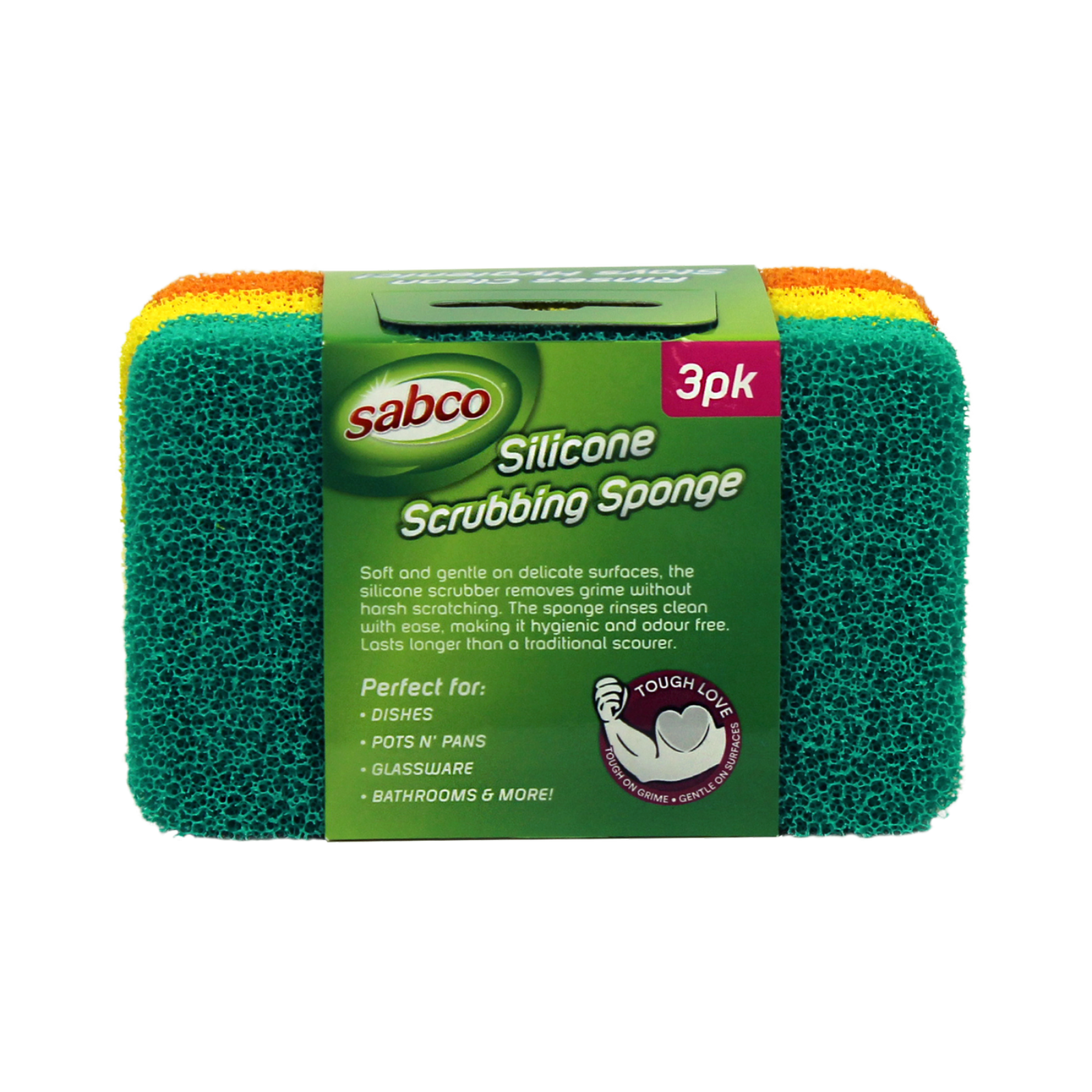 3 x Sabco Non Scratch Silicone Scrubbing Sponge 3 Pack