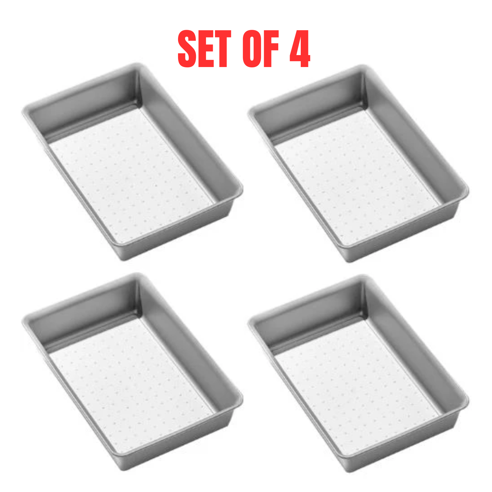 4 x Madesmart Medium Storage Bin Utensil Tray Drawer Organiser - Soft Grey