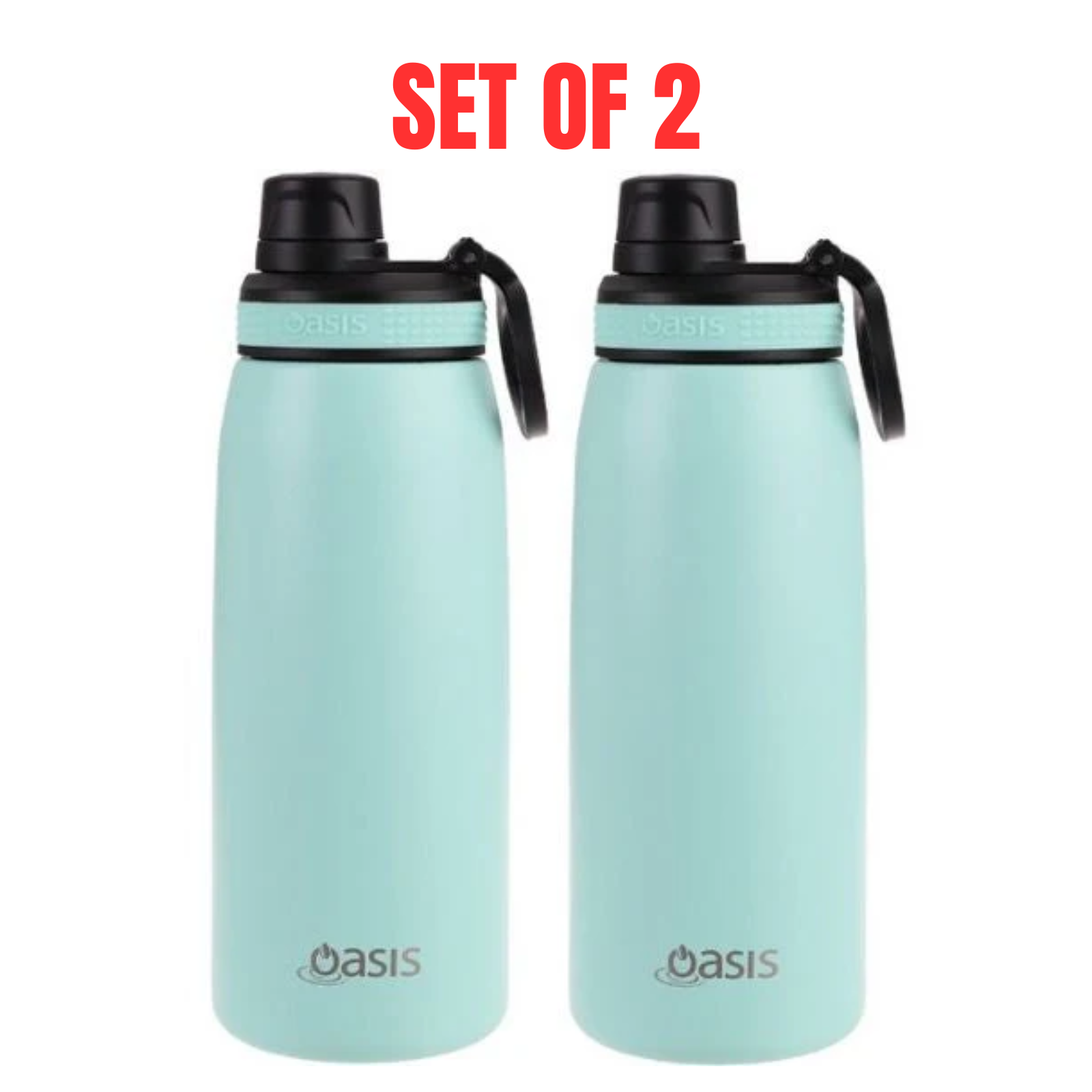 2x Oasis Stainless Steel Insulated Sports Water Bottle 780ml w/ Screw Cap - Mint
