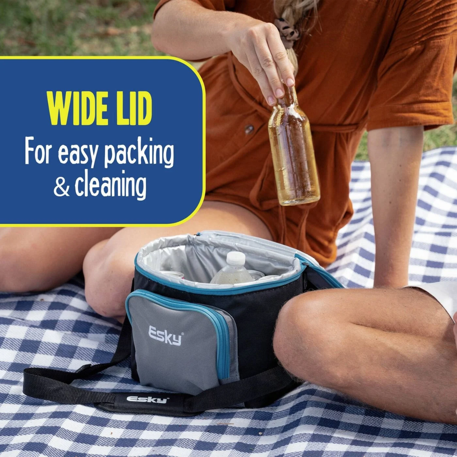 Esky 9 Can Soft Cooler Chill Bag Insulated Ice Water Drink Pack With Carry Strap