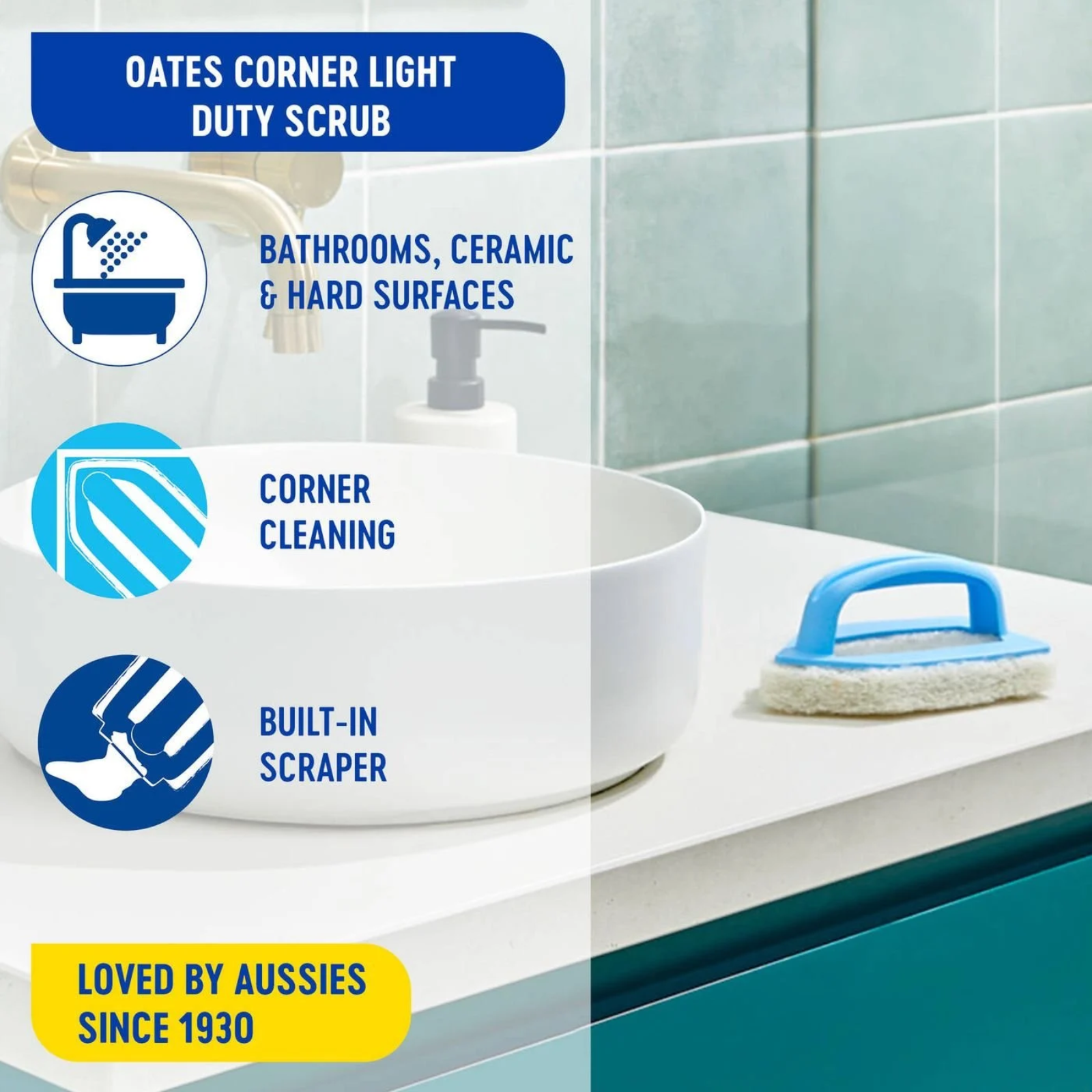 2 x Oates Corner Scrubber Cleaning Brushes Tool Light Duty Scrubbers Pointed Tip