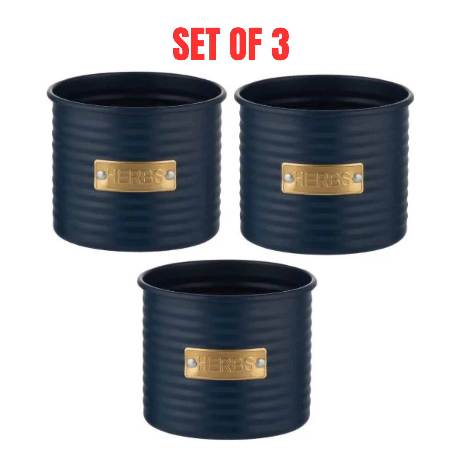 3 x Typhoon Living Otto Herb Planter 700ml - Navy