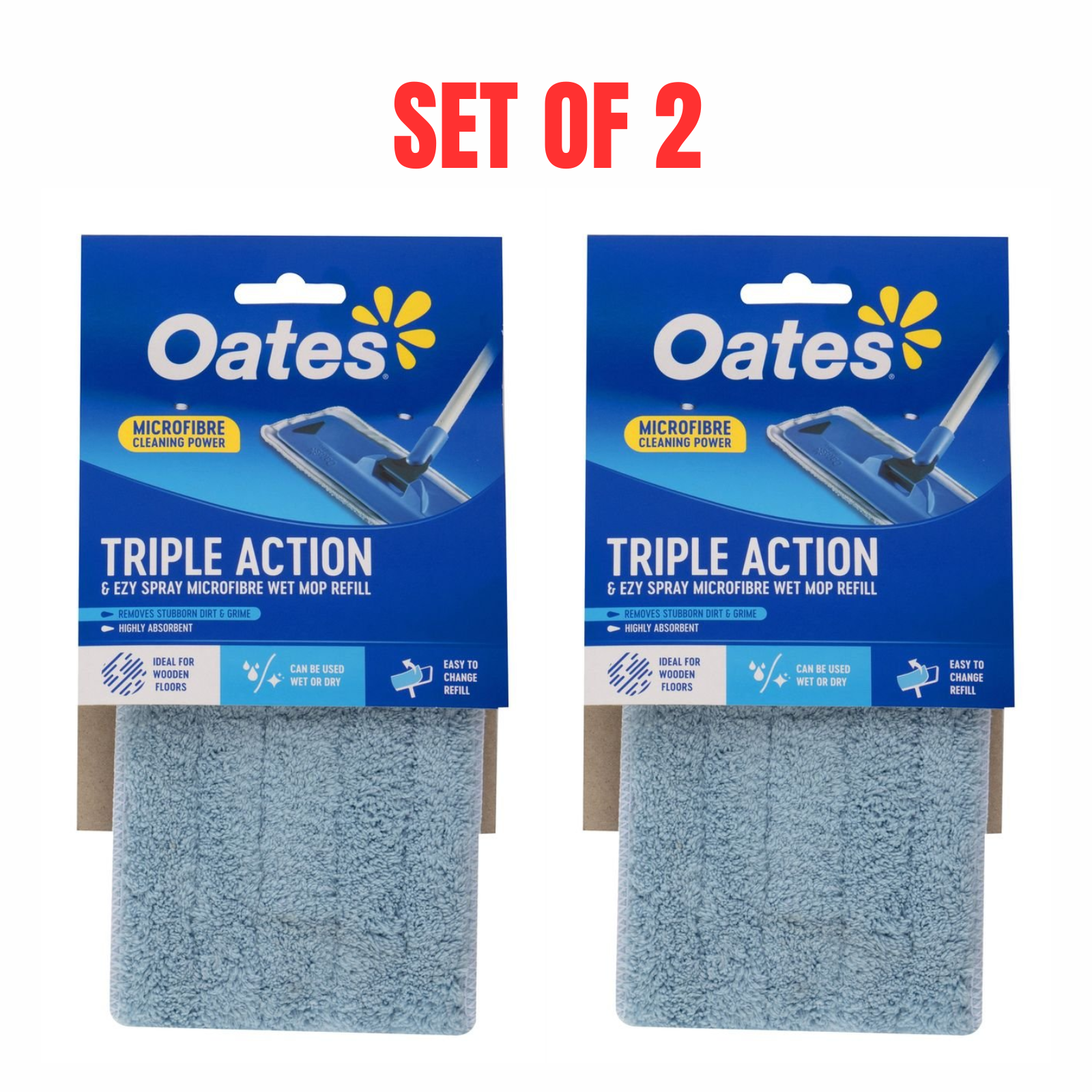 2 x Oates 35cm microfibre floor mop refill