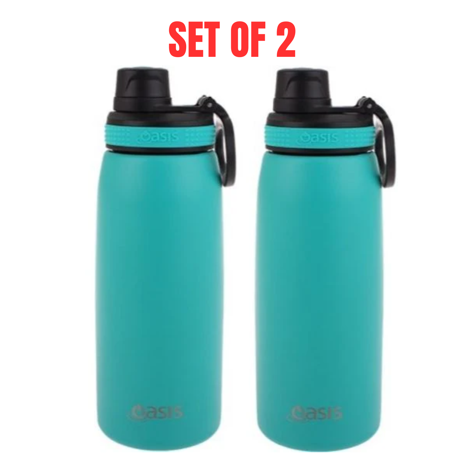 2 x Oasis Insulated Sports Bottle W/ Screw Cap Stainless Steel Oasis 780ml - Turquoise