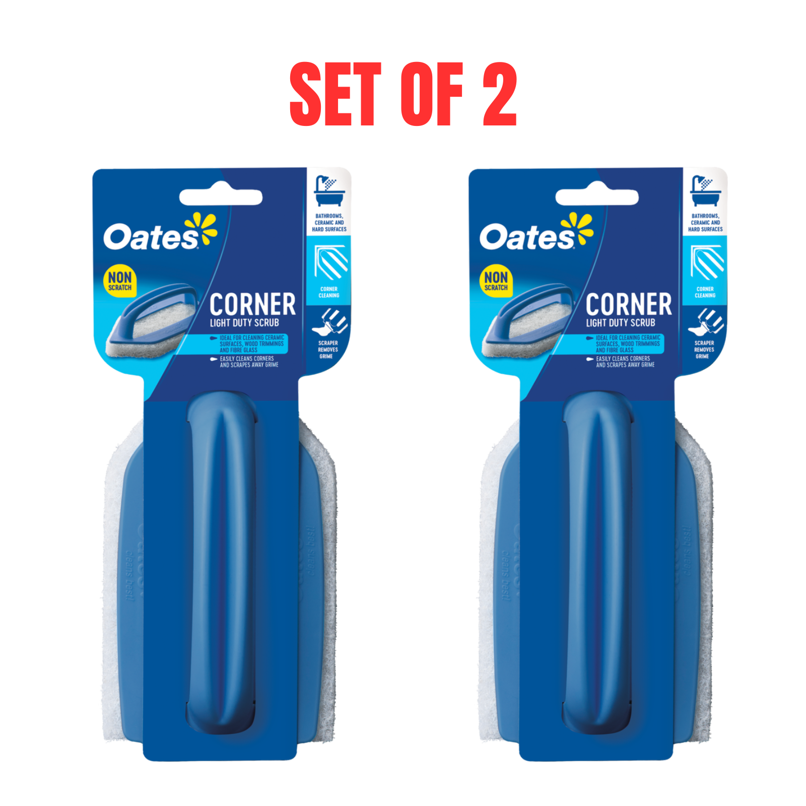 2 x Oates Corner Scrubber Cleaning Brushes Tool Light Duty Scrubbers Pointed Tip