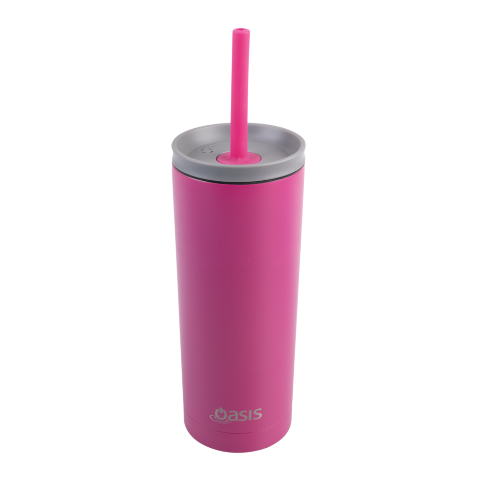 2x Oasis Super Sipper Insulated Tumbler w/ Silicone Head Straw 600ml Mug Fuchsia