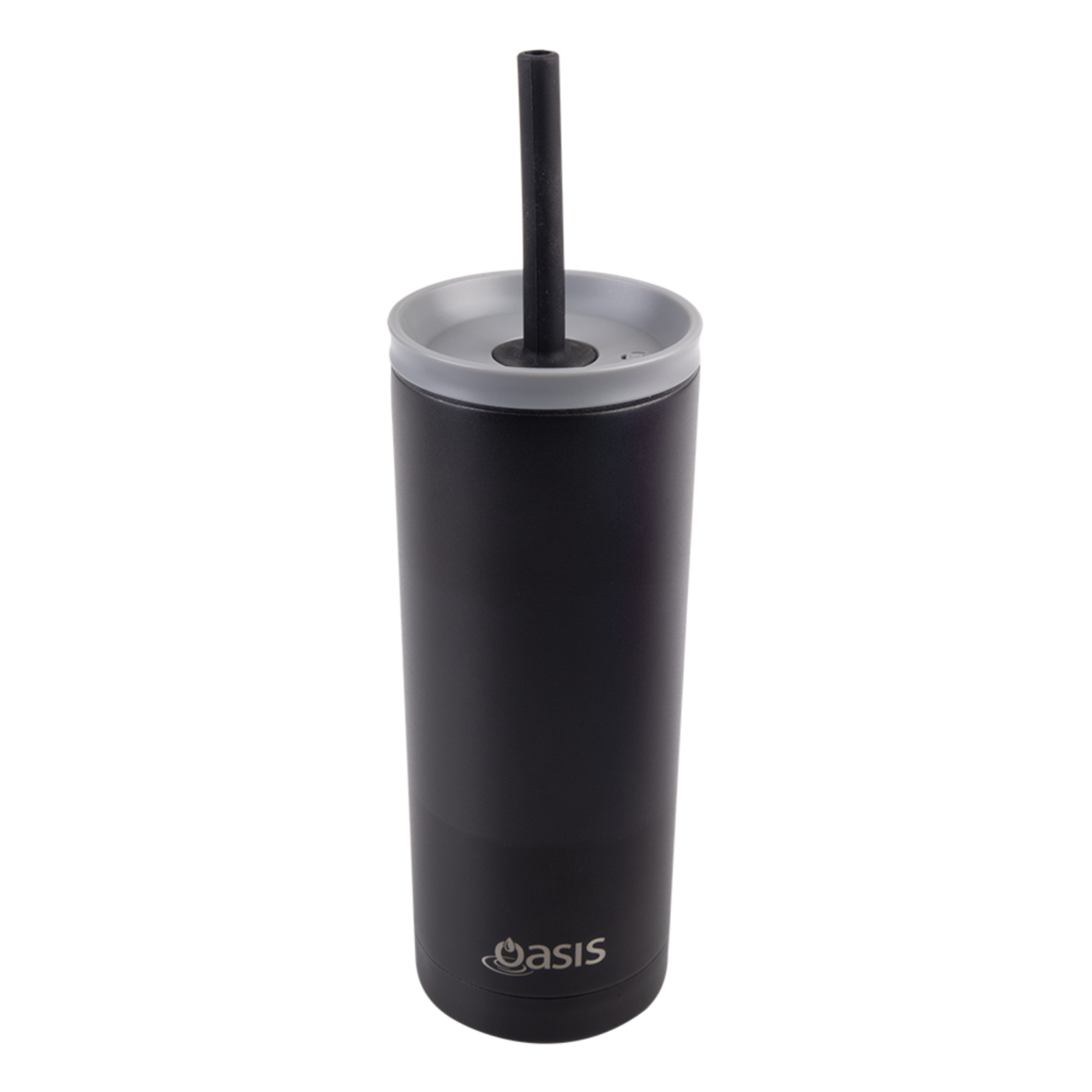 2x Oasis Super Sipper Insulated Tumbler w/ Silicone Head Straw 600ml Mug - Black