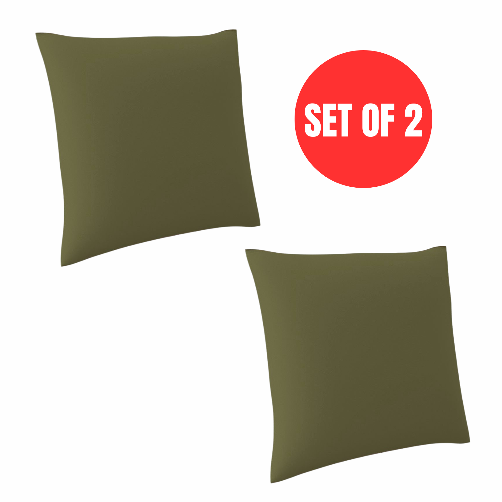 2 x Mojo Cushion Cover Throw Pillow Case 45x45cm, Decorative Pillowcases - Olive