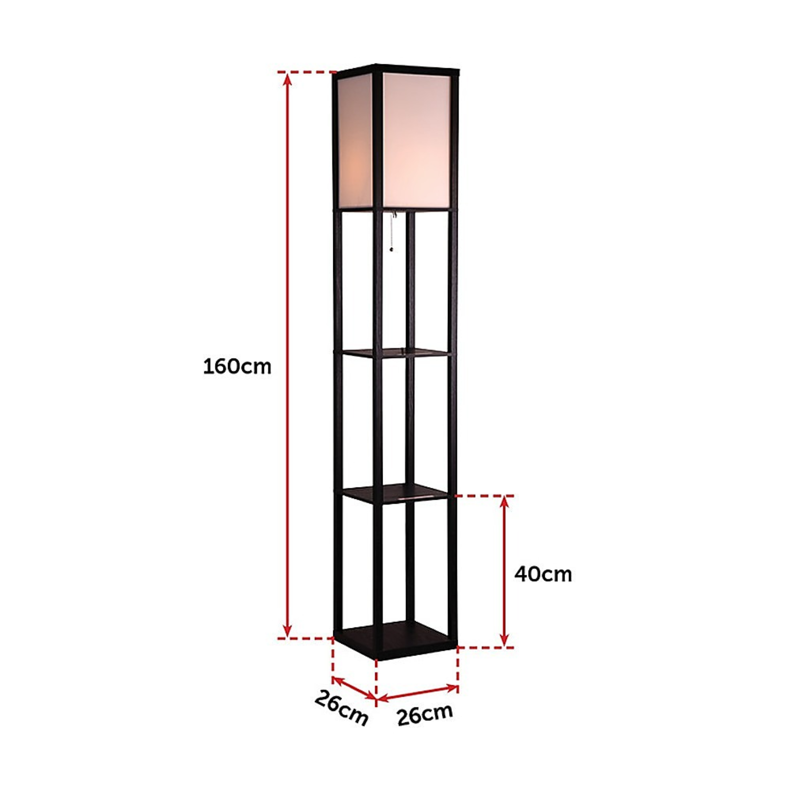 Floor Lamp Storage Shelf Shade Free Stand LED Light Modern Home Lighting Decor