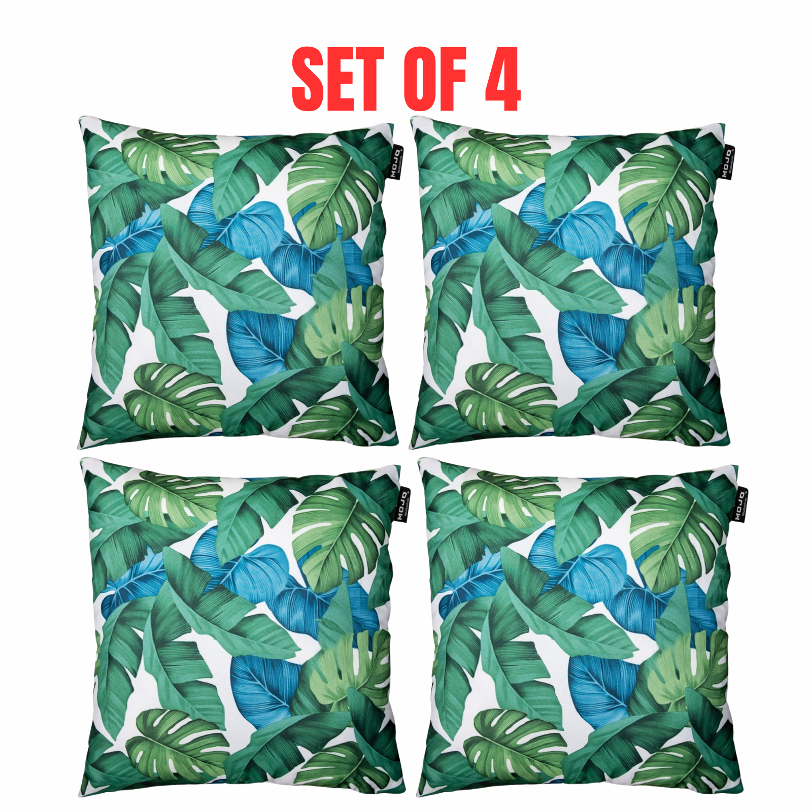4 x Mojo Cushion Cover Throw Pillow Case 45x45cm, Leaf Design Decorative Pillows