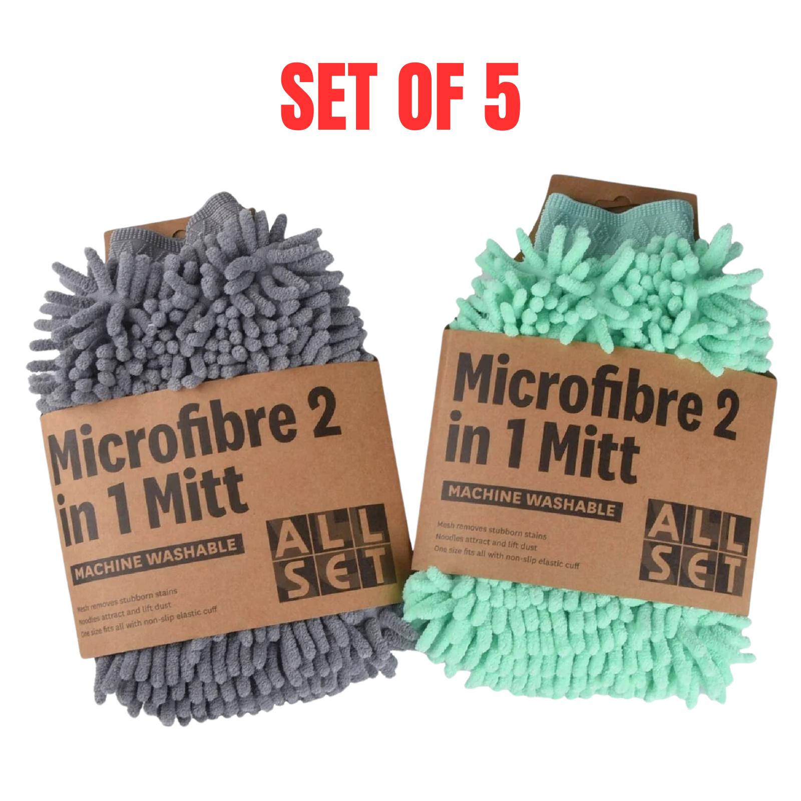 5 x Microfibre Car Wash Mitt Absorbent Washing Cloth Noodle Cleaning Mitts