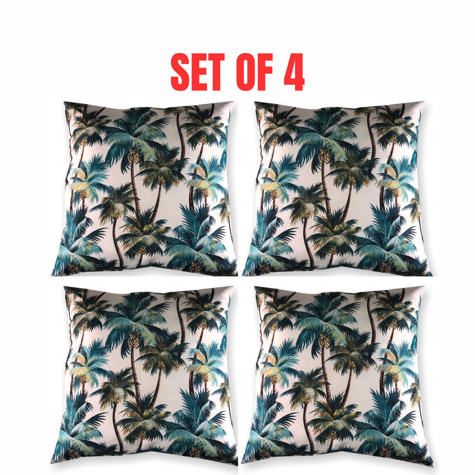 4 x Mojo Cushion Cover Throw Pillow Case 60x60cm L.A. Palm White