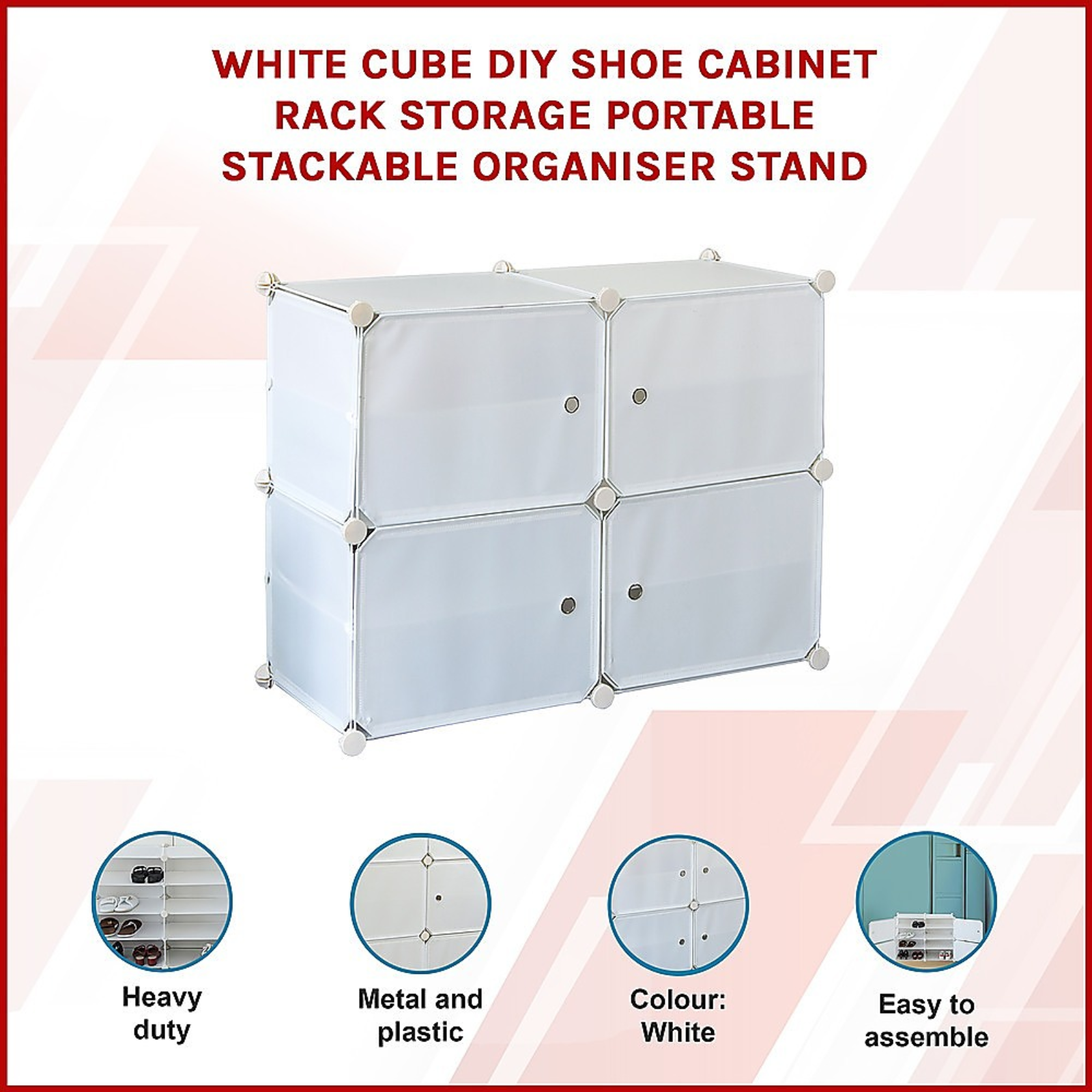 Shoe Storage Box Stackable Organiser Stand Portable Heavy Duty Cube Shoebox