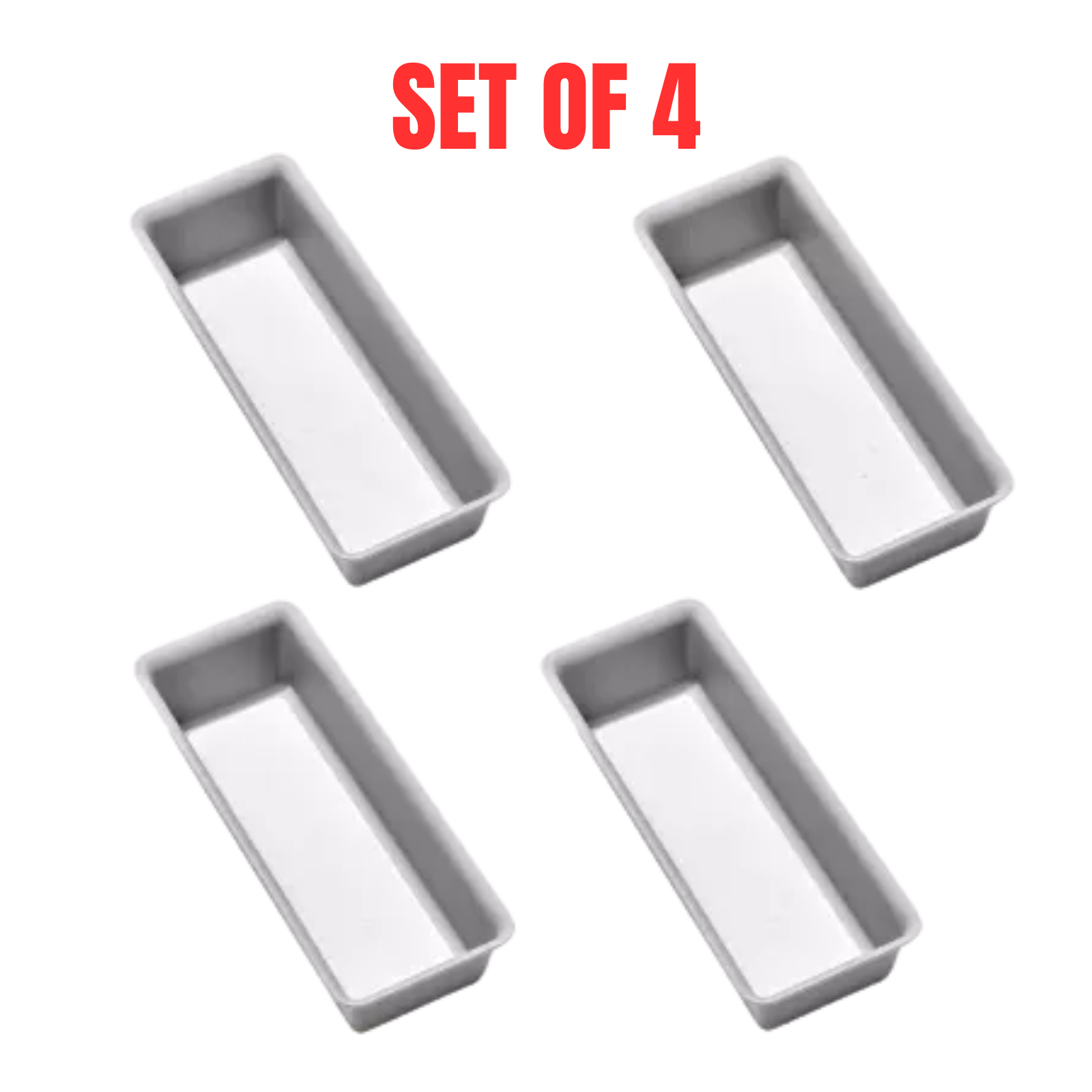 4x Madesmart Small Storage Bin Utensil Tray Kitchen Drawer Organiser - Soft Grey