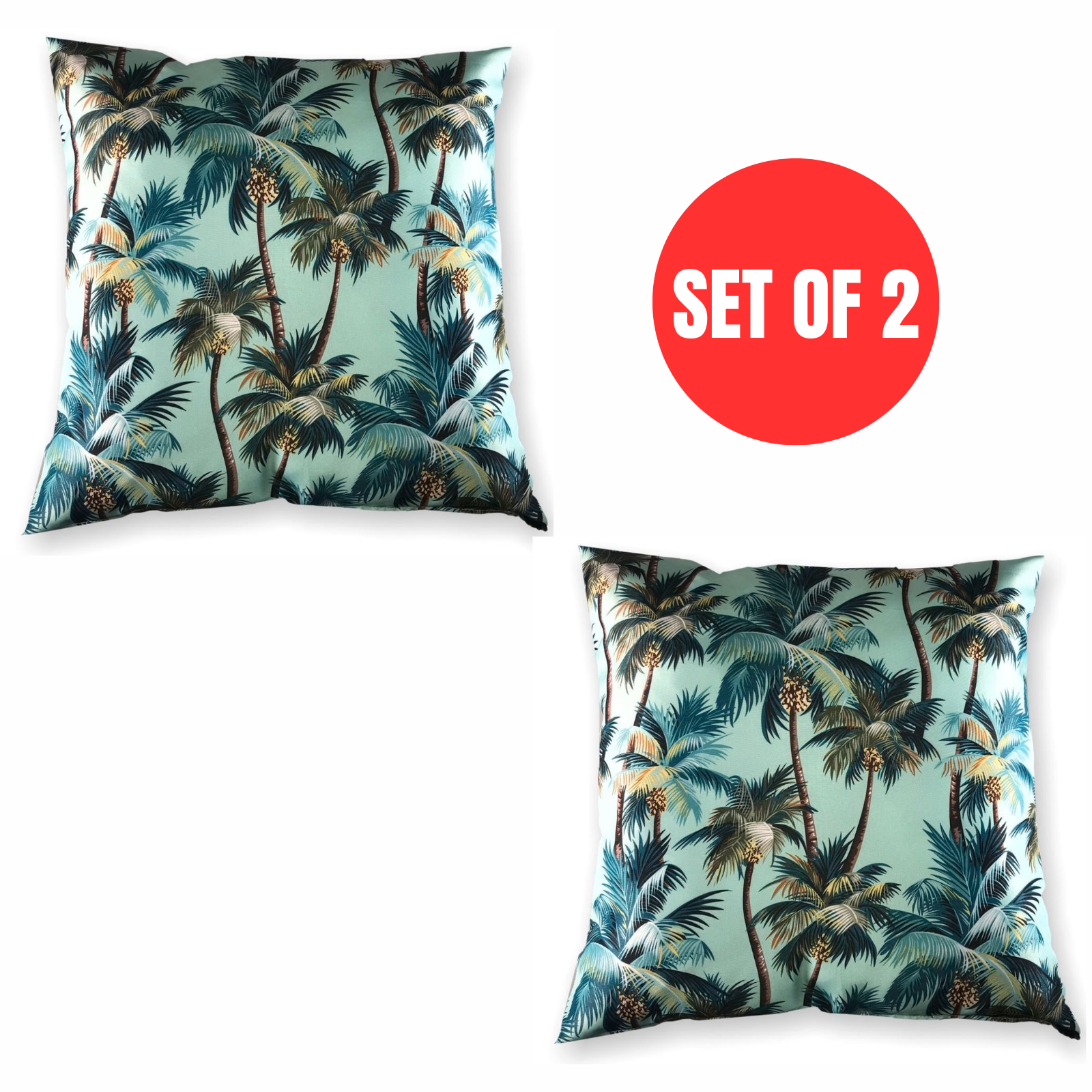 2 x Mojo Cushion Cover Throw Pillow Case 45x45cm L.A. Palm Blue Design