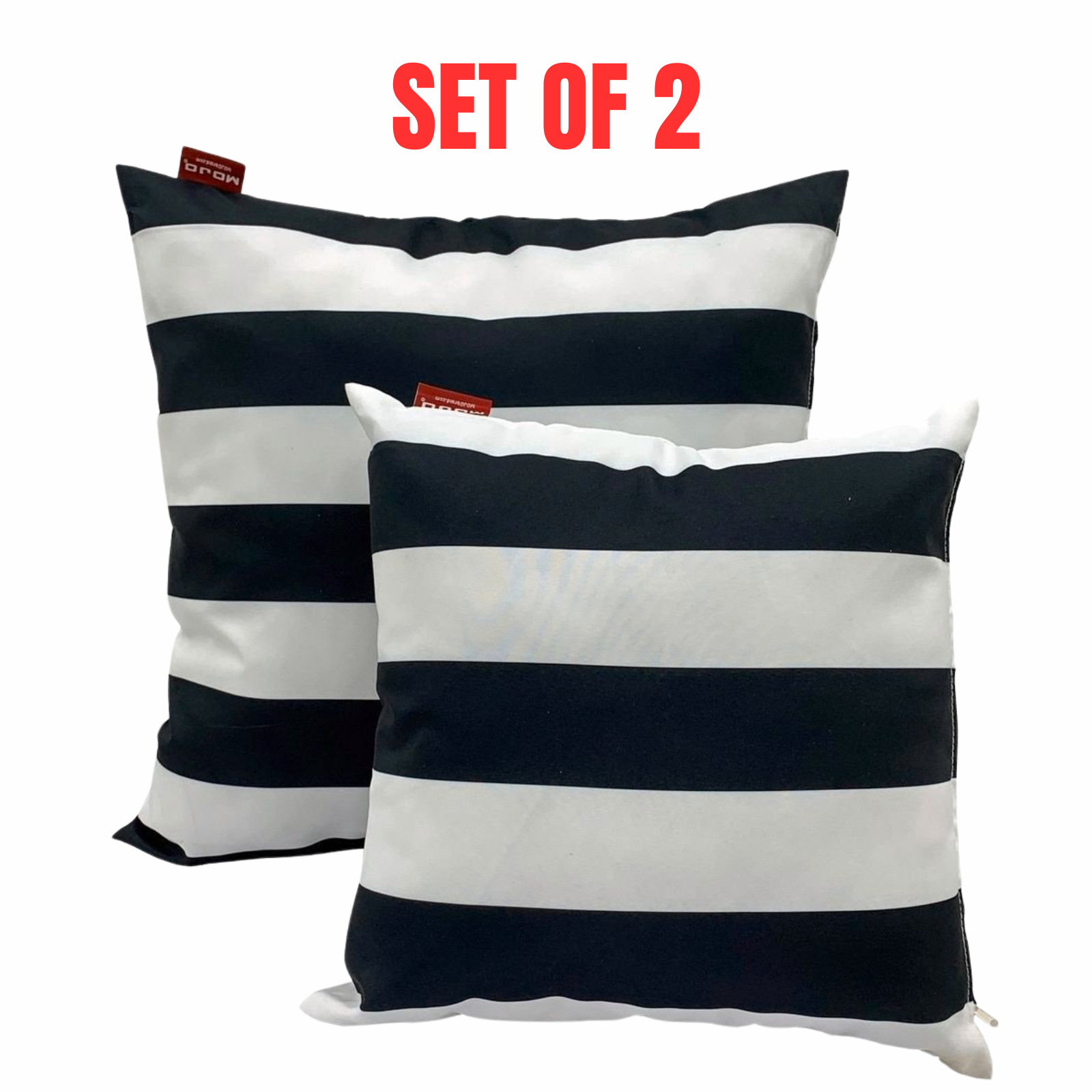 2 x Mojo Cushion Covers Square Pillowcase 60cm Striped Throw Pillow Case Set