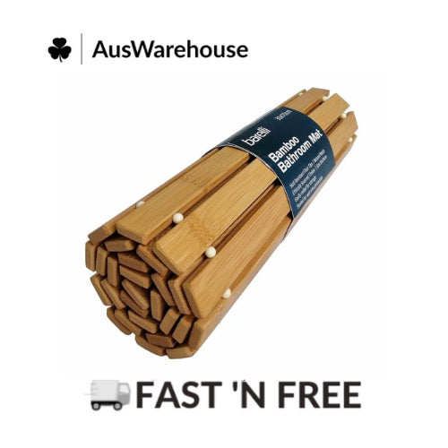 Bamboo Bath Mat 30 x 70cm Non-Slip & Foldable Floor Shower Bath Mat for Bathroom