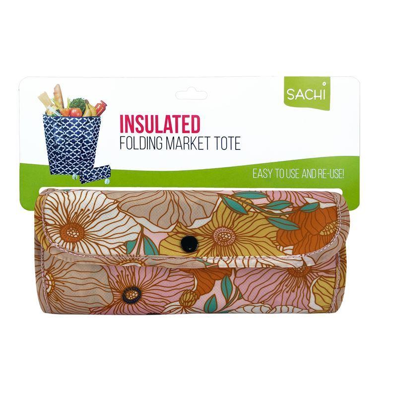 2 x Sachi Insulated Market Tote Folding Shopping Carry Bag - Retro Floral