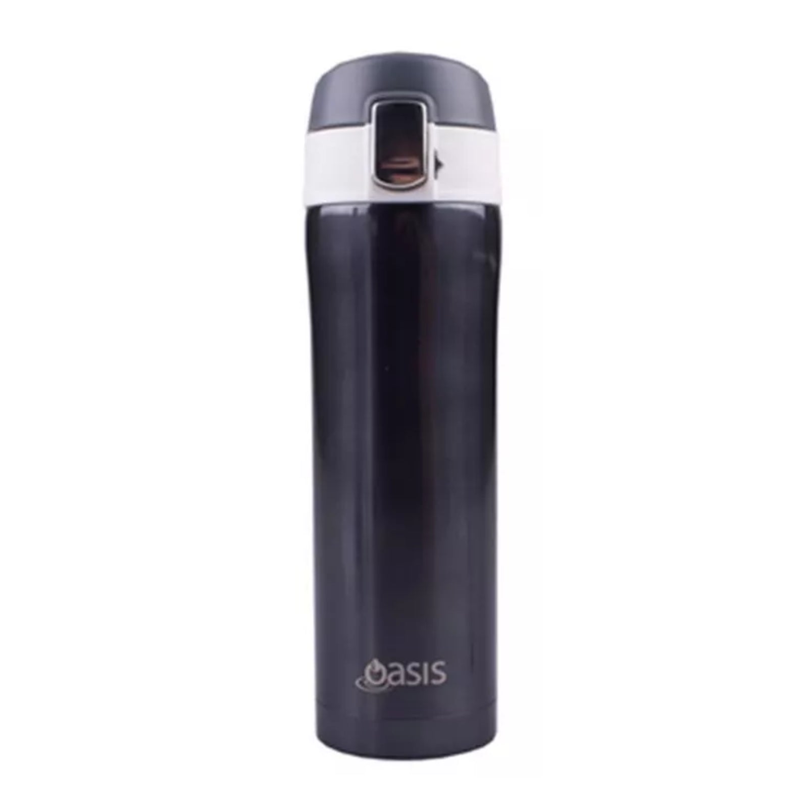 2x Oasis Stainless Steel Flip-Top Travel Flask Bottle 450ml - Gunmetal