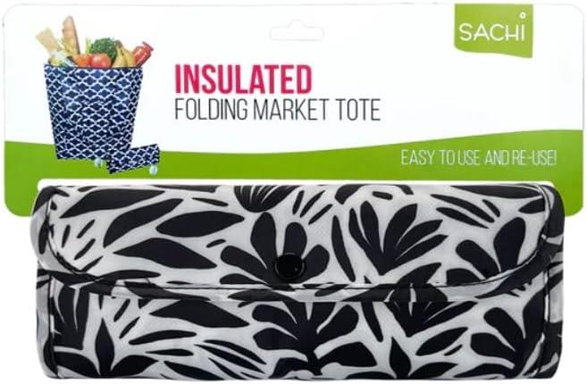 2x Sachi Insulated Market Tote – Eco-Friendly & Durable Monochrome Blooms Print