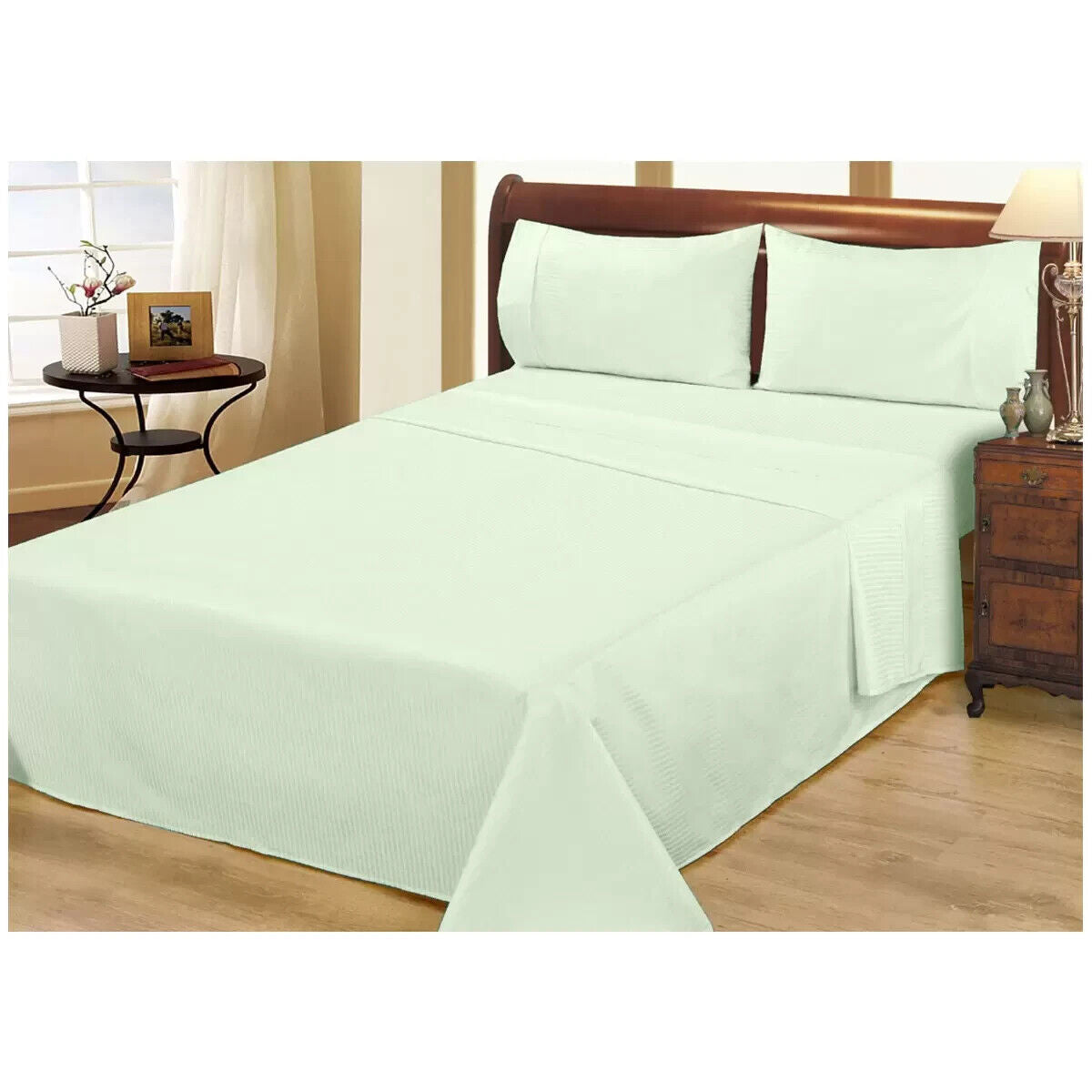 Ramesses 1000 TC Pima Cotton Narrow Stripe Queen Sheet Set Melon