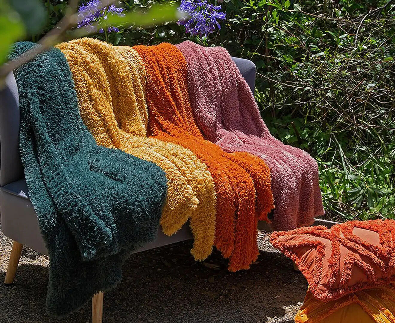 J.Elliot Home Eve Fur Knitted Throw Dusty Mauve