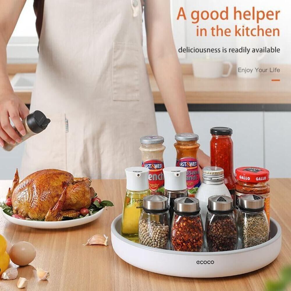 Ecoco Kitchen Rotating Spice Condiment Storage Rack Bathroom Swivel Tray Organiz
