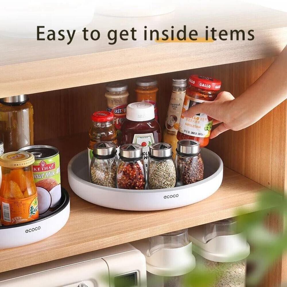 Ecoco Kitchen Rotating Spice Condiment Storage Rack Bathroom Swivel Tray Organiz