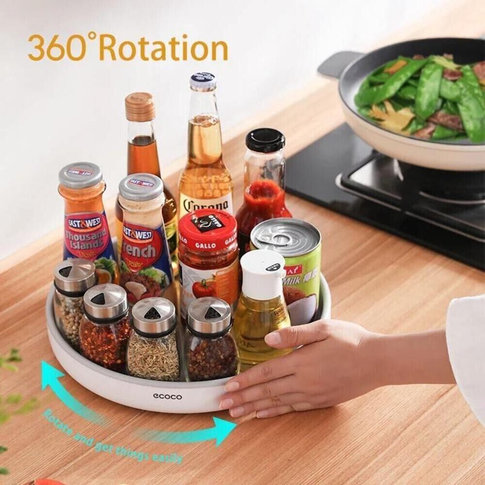 Ecoco Kitchen Rotating Spice Condiment Storage Rack Bathroom Swivel Tray Organiz