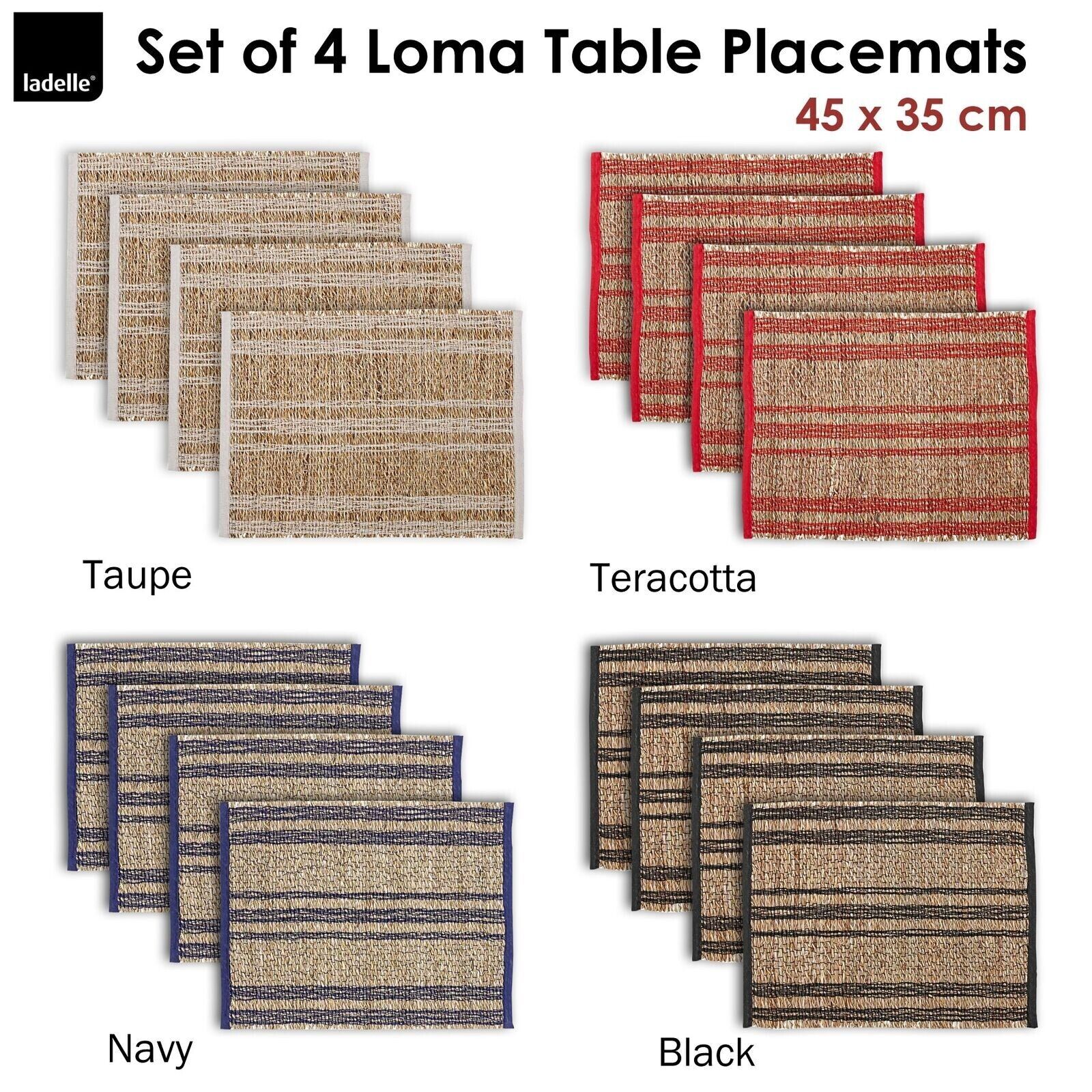 Ladelle Set of 4 Loma Woven Table Placemats Black