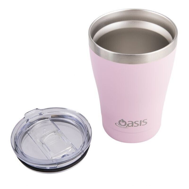 2x OASIS STAINLESS STEEL DOUBLE WALL INSULATED "TRAVEL CUP" 350ML